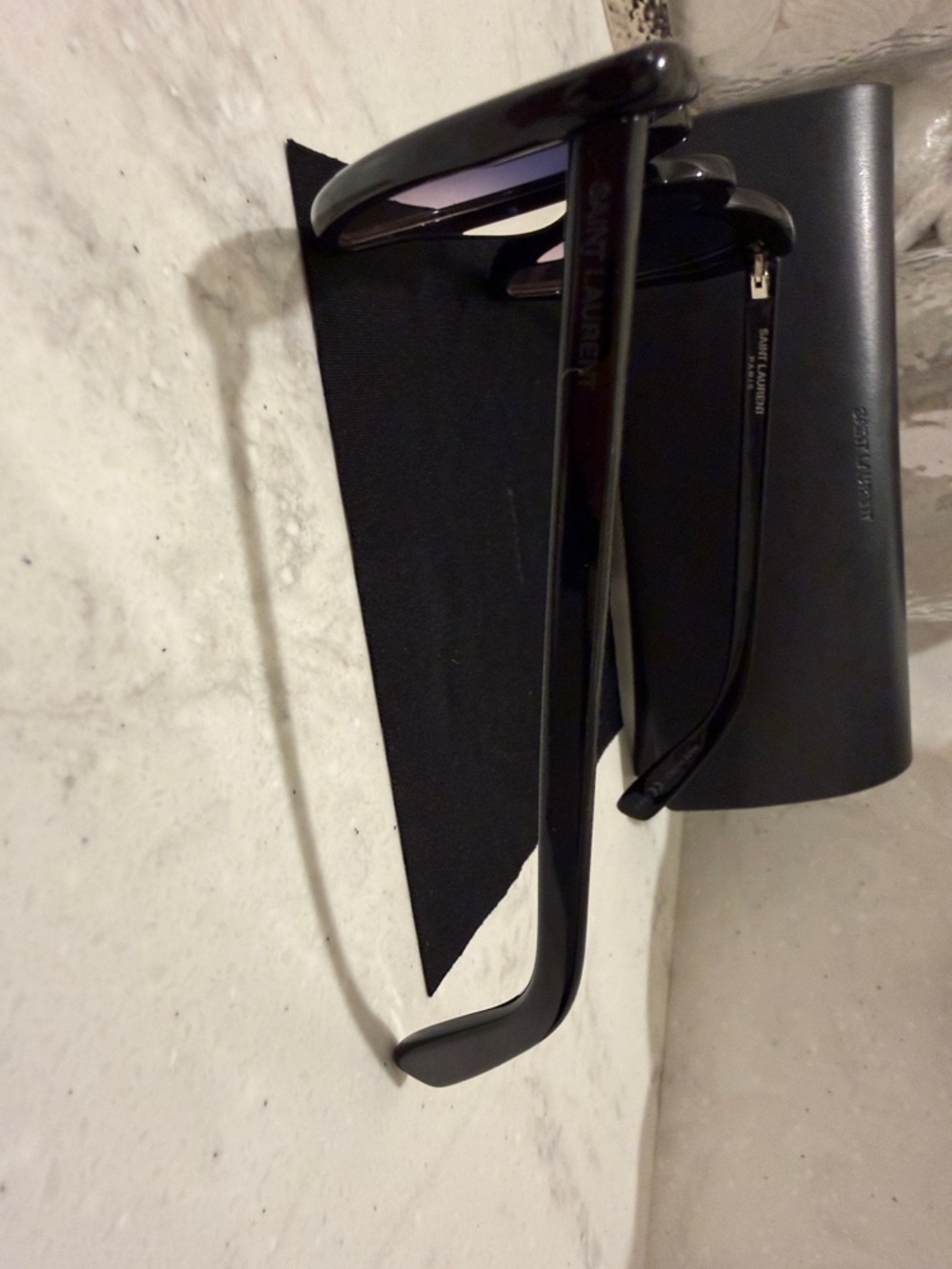 Saint Laurent Black Heart Frame Sunglasses with Purple-Pink Gradient Lenses - Picture 2 of 2